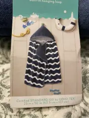 Pillowfort Kids Striped Blue Hooded Towel Pom Pom Pool Beach Bath