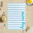 58 x 39" Personalised Blue Stripes Any Name Script Font Microfibre Beach Towel