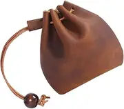 [STOBAZA] Medicine Pouch Small Bucket Purse Coin Purse for Men Leather Coin Bag Cards Wallet for Men Organizer Purse Change Pouch Leather Change Purse Credit Wallet Belt Drawstring Man