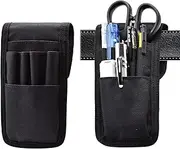 2 Pcs Belt Pen Holder, Multifunctional Adjustable Tactical Pencil Pouch, Detachable Military Duty Pencil Sleeve Case, Can Hold Pens, Flashlight, Rulers and Scissors, Black