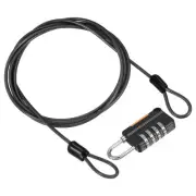4 Digit Combination Lock 5Ft Security Cable Padlock Steel Lock Chain Black