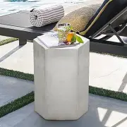 Concrete Accent Table, Hexagon Patio Side Table 14.5''Wx20''H, Modular Design