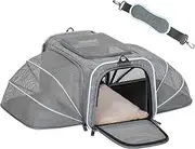 Petsfit Foldable Cat and Dog Transport Box, Expandable Flight Bag, Transport Bag, Dog Carrier with Shoulder Strap, Blue, S