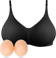 [Lervanla] Silicone Breast Form Women Breast Enhancement Wireless Mastectomy Bra with Pockets for Prosthesis