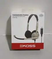 NEW KOSS-HEADPHONES CS100 USB COMM HEADSET W/ MIC USB 8FT VOL