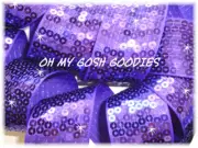 2 1/4 SHINY SEQUIN SPARKLE GLITZ BLING METALLIC RIBBON CHEER HAIRBOW PURPLE 5YD
