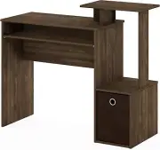 Furinno Multipurpose Office Computer Writing Desk Keyboard Trays W/ Bin, Brown