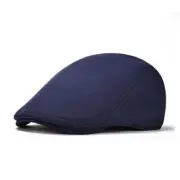 Men's Cotton Flat Ivy Gatsby Newsboy Driving Hat Cap One Size Navy