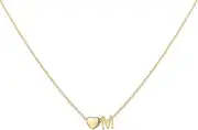 Glimmerst Initial Heart Necklace,18K Gold Plated Stainless Steel Tiny Heart Letter Necklace Personalized Monogram Name Necklace for Women