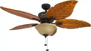 Ceiling Fans Royal Palm, 52 Inch Tropical LED Ceiling Fan with Light, Pull Chain