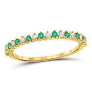 10k Yellow Gold Round Emerald Diamond Stackable Band Ring 1/5 Cttw