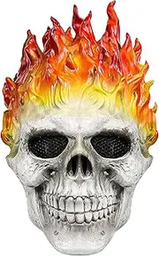 vickkt Halloween Ghost rider Mask Skull Face Horror Costume Skeleton Adult Latex Full Head Props, Red