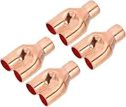 uxcell 1/2" x 1/2" x 1/2" ID Tee Tee Y Type Copper Fitting, 4 Pcs Welding Joint Split Union Intersection for HVAC, Air Conditioning Refrigeration System