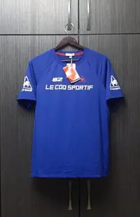 在飛比找Yahoo!奇摩拍賣優惠-全新正品Lecoq Sportif公雞燙印彈性藍色短T恤M