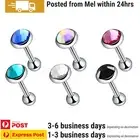 1Pair Piercing Ear Stud Ear Tragus Surgical Steel Zirconia Gem Stone Body Jewel