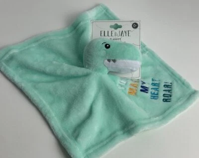 Elle & Jaye You Make My Heart Roar! Green Dinosaur Plush Baby Security Blanket
