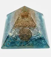 Aquamarine Gemstone EMF Protection Orgone Pyramid Yin Creator,Healing Protection