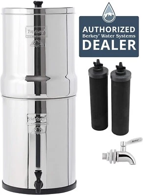 Royal Berkey Water Filter System w/2 Black BB9-2 Elements NEW + STAINLESS SPIGOT