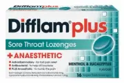 Difflam Plus Sore Throat Lozenges Menthol Eucalyptus Sugar Free 16 AAA