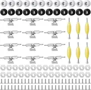Jexine 6 Sets DIY Fingerboard Kit - Mini Finger Skateboard Parts With 12 Brackets, 54 Screws, 30 Nuts, 6 Screwdrivers, 24 Wheels - 96mm Tool (Black, White)