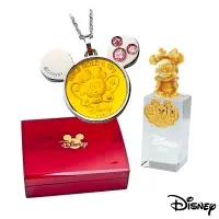 在飛比找Yahoo奇摩購物中心優惠-Disney迪士尼金飾 可愛蝴蝶美妮黃金/白鋼項鍊+美妮水晶