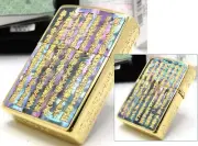 Heart Sutra Double Sides Shell Inlay 5 Sides Design Gold Zippo Oil Lighter MIB