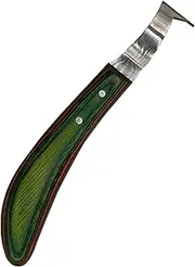 Le Czar Premium Japanese Stainless Steel Long Loop Hoof Knife with a rhino hook and Smooth Wooden Handle - Perfect for Better Hoof Cleaning
