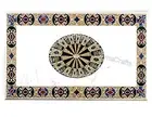 Border Design Inlay Work Dining Table White Marble Kitchen Table Top for Home