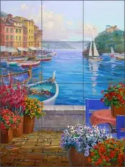 Mikki Senkarik Mediterranean Art Ceramic Backsplash Tile Mural MSA140