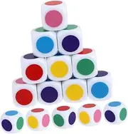 KICHOUSE 15pcs Color Cognitive Dice Colored Dice Games Classroom Large Mini Says Teaching Tool Colorful Acrylic