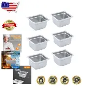 6-Pack 4-Inch Deep Stainless Steel Anti-Jamming Cooking Pans - Versatile Use