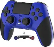 Pro Controller Compatible with PS4/PS4 Pro/PS4Slim - Wireless Controller with Built-in Speakers/Precise Joysticks/Turbo/Advanced Buttons Programming, and 800mAh Rechargeable Battery (Black Blue) (Black Blue)