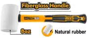 Nature Rubber Mallet Rubber Hammer 220G White Fiberglass Handle