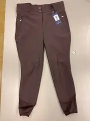 Premier Equine "Carapello" Brown Full Seat Breeches w Silicone Seat. Size 34