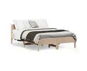 Bed Frame with Headboard Solid Wood Pine 135x190 cm Plywood Slats Excellent Support
