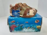 New BLUE BOTTLE Youth Sandals Shoes Size 5.5 Beige Cognac Khaki Straps Vitello