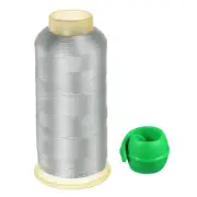 Polyester Embroidery Thread and Thread Spools Savers Kit, Silver Grey Green