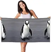 HTTUP Cute Penguin Print Quick Dry Beach Towel Lightweight Oversized for Adults for Travel and Pool Towels