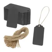 100Pcs Kraft Paper Gift Tags with String,1.8x3.7" Wood Pulp Paper Labels Black
