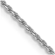 [JewelryWeb] 10k White Gold Solid 1.2mm D Cut Rope Chain Bracelet 20 Centimeters Lobster Claw Link-Bracelet for Women and Men