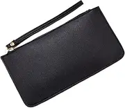 [VKEID] Wallet Women's Soft Side Long Money Clip Fashion Large Capacity Double Layer Clutch Coin Purse Pouch Large Capacity Wallet (Color : Black, Size : 19x9x2.5cm)