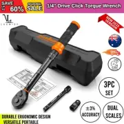 3Pc 1/4" Drive Click Torque Wrench Ratchet Socket Adaptor Extension WorkShop
