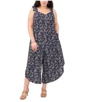 Vince Camuto Womens Angled Hem Jumpsuit, Blue, Plus Size, 3X