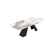 Keanu Rectangular Ceramic Dining Table/Steel Base/ Glossy Multi-color Ceramic Top