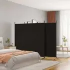 3-Panel Room Divider Folding Wall Privacy Screen Stand Black 525x180cm Fabric