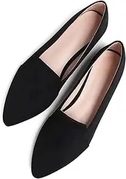 Sailing LU Women's Pointy Toe Ballets Flats Faux Suede Comfortable Ballet Walking Shoes Dressy Slip-ons Ballerina Shoes