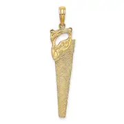 14K Yellow Gold 3-D Flat Hand Saw Charm