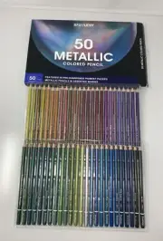 Brutfuner 50 Professional Metallic Colored Pencils - Richly Pigmented, Blendable