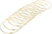 [outret] Bride Gift 12PCS Mixed Metal Textured Bracelets Multiple Metal Bangles Set for Women Party Wear Jewelry Bridal Gift