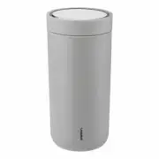 Stelton To Go Click Mug Drinking Cup Steel Plastic Light Grey Matt 400 ml